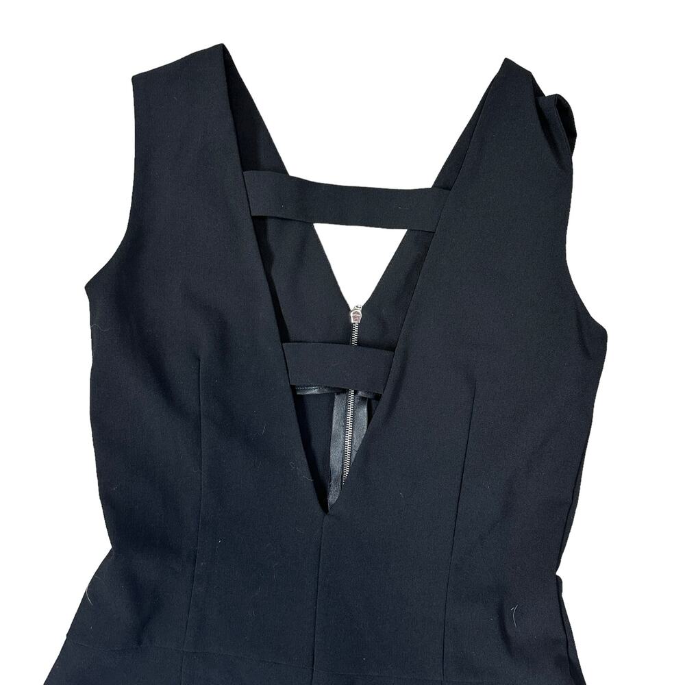 D. Exterior Black Jumpsuit Deep V-Neck Cut Out Sexy Wide Leg Small - Picture 2 of 7